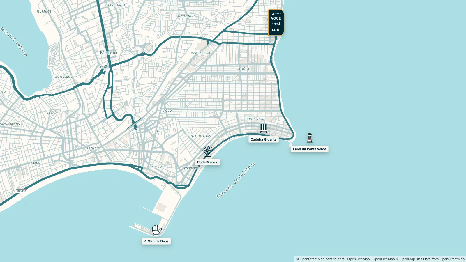 Mapa-guia ilustrado da orla de Maceió